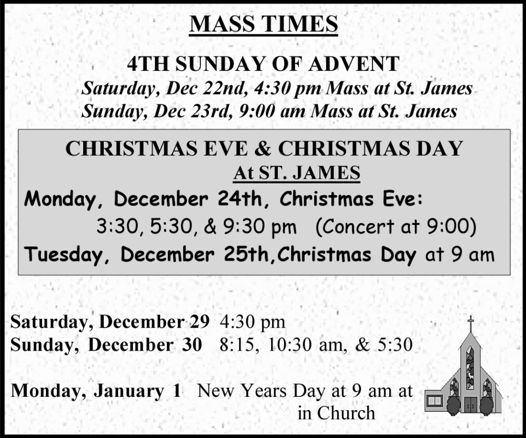 Mass archdiocese 2018 – Christmas & New Year Mass Schedule – St. James Parish